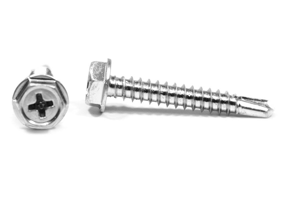 #6-20 x 2 Self Drilling Screw Phillips Hex Washer Head Zinc Plated C42689