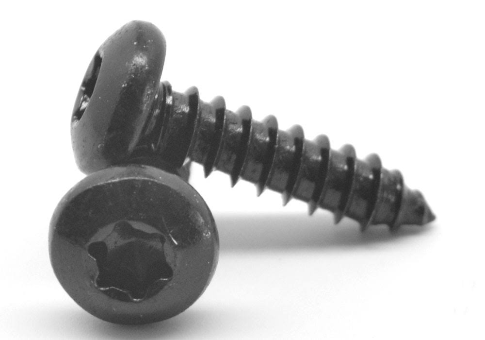 #10-16 x 1/2 Sheet Metal Screw 6 Lobe Pan Head Black Zinc Plated Q413