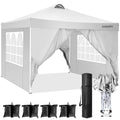 10' x 10' Pop-up Canopy Tent with 4 Removable Sidewalls and Carrying Bag, Black Y483240