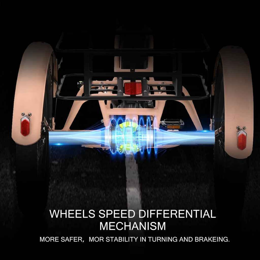 24 26 3 Wheel 350W 36V 7 Speeds Electric Tricycle with Large Basket G300