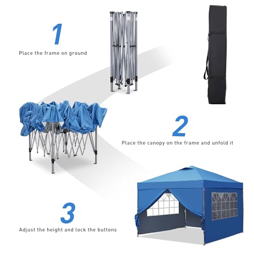 10x10ft Pop-up Canopy Tent with 4 Removable SideWalls O392