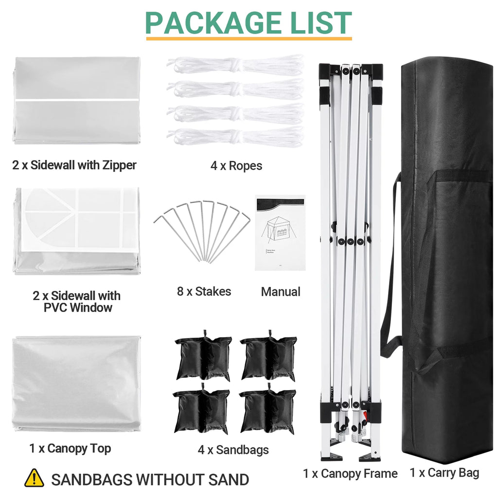 10' x 10' Pop-up Canopy Tent with 4 Removable Sidewalls and Carrying Bag, Black Y483240