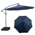 10FT Hanging Offset Umbrella with 32 LED Lights Y22732