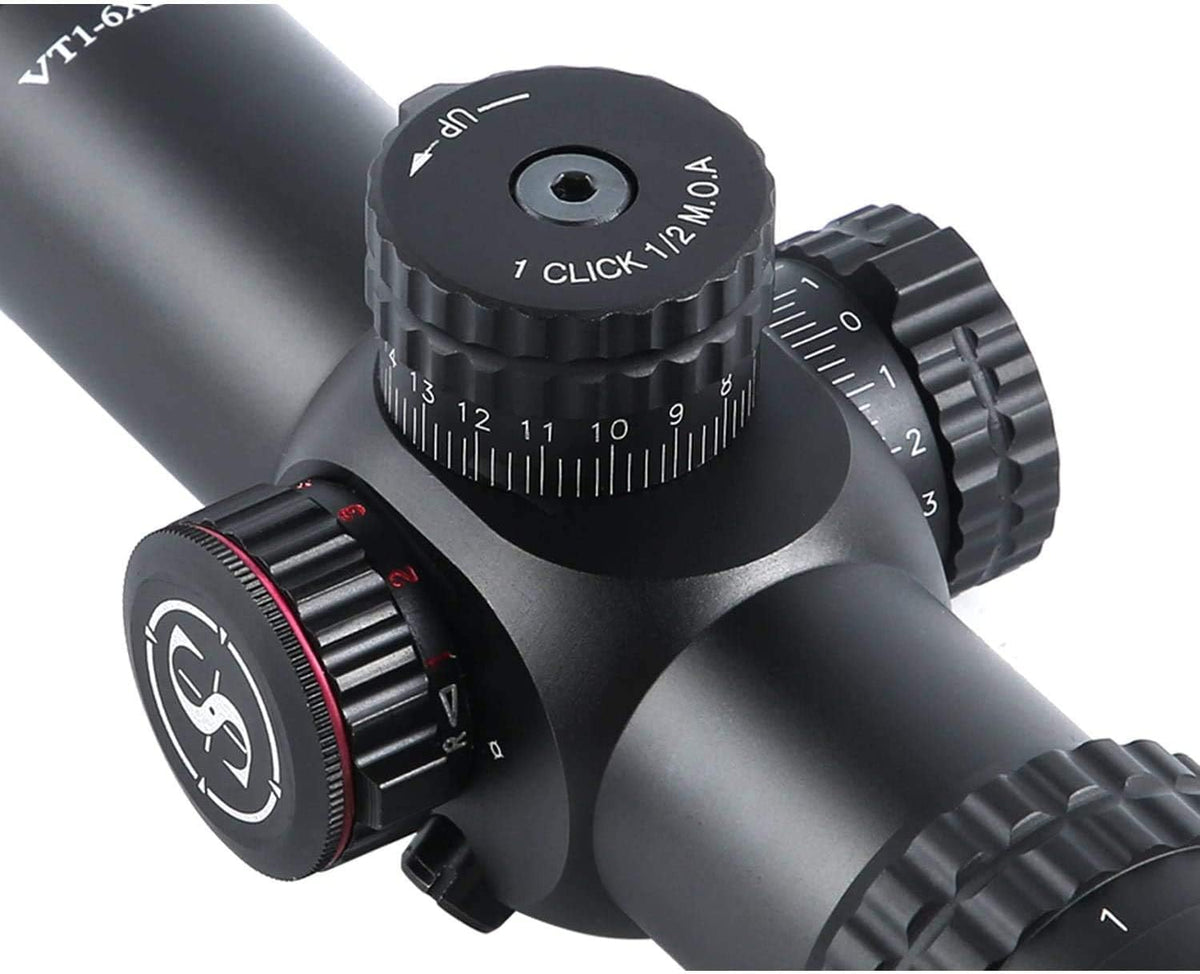 1-6X28 FFP First Focal Plane Scope 35mm Tube ED Optics Red/Green Illuminated Reticle O6456