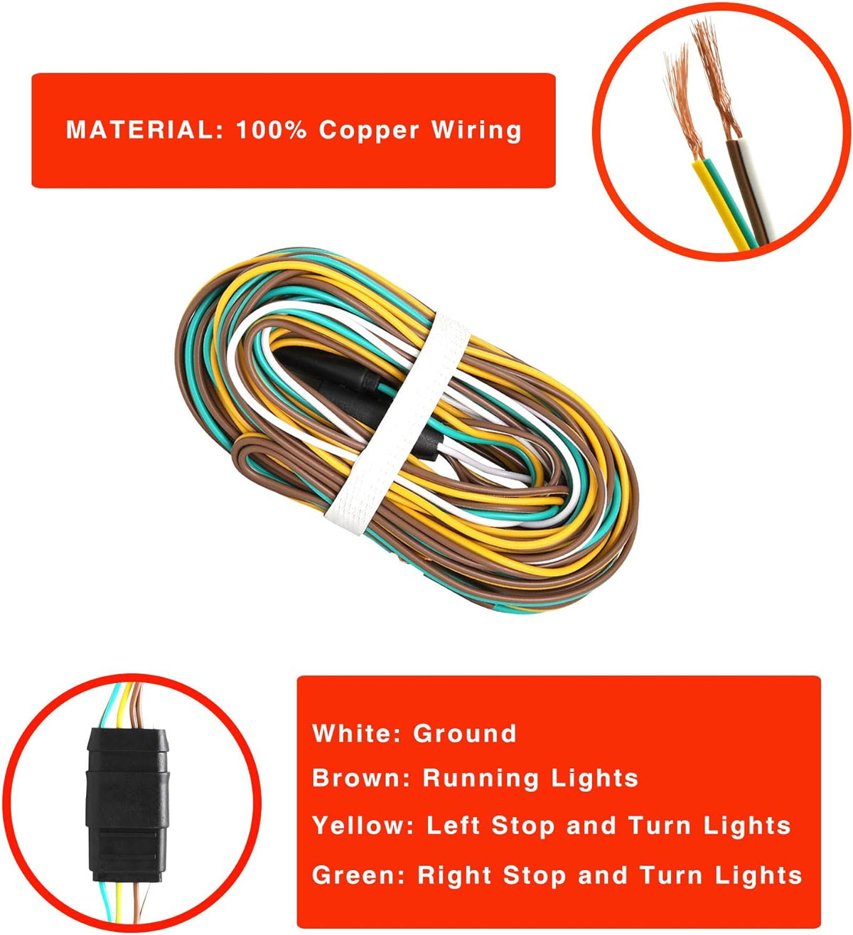 12V Red Led Square Submersible Trailer Lights, Turn Signal License Brake Tail Light Kit O708