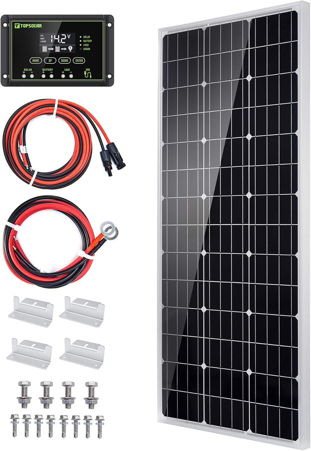 100 Watt 12 Volt Monocrystalline Solar Panel Kit X223