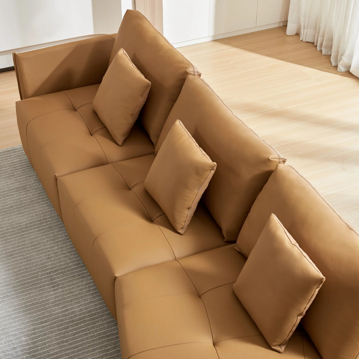 120'' Real Leather Button Tufted Modular Sectional Sofa N866139