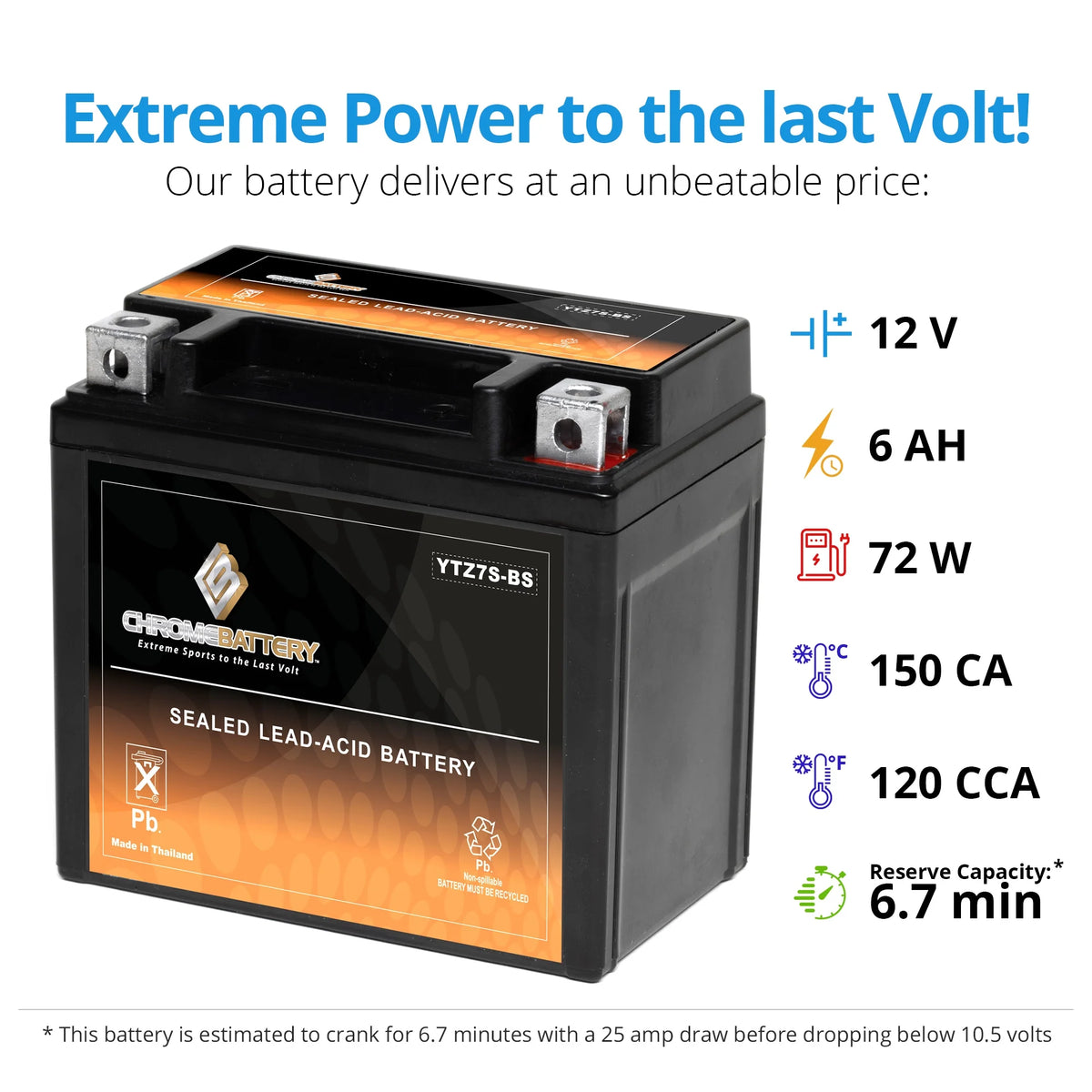 12 Volts 6 Ah 90 Cca Scooter Battery E746